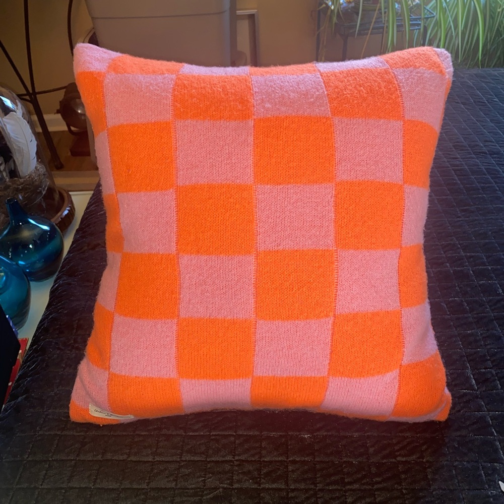 Chelsea & Theodore Vibrant Orange and Pink Sequined Down Filled Pillow